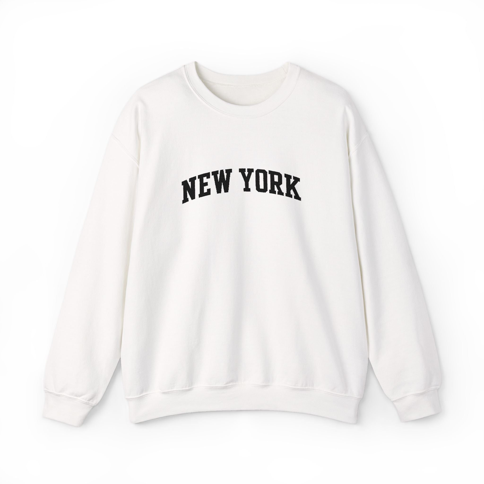 New York Arch Logo Crewneck Sweatshirt — Cozy White City Pullover