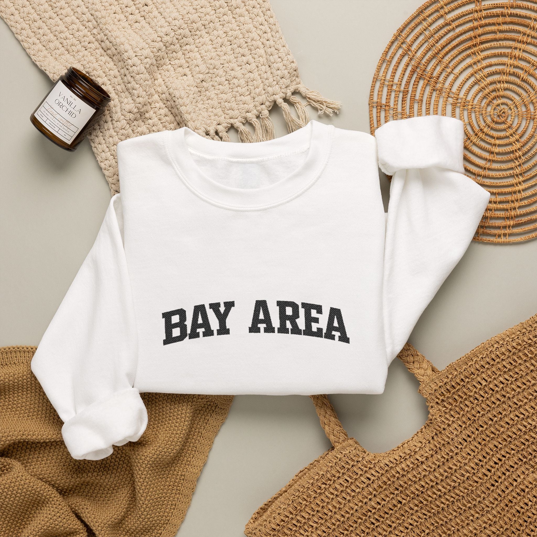 Bay Area Crewneck Sweatshirt - Cozy White Pullover