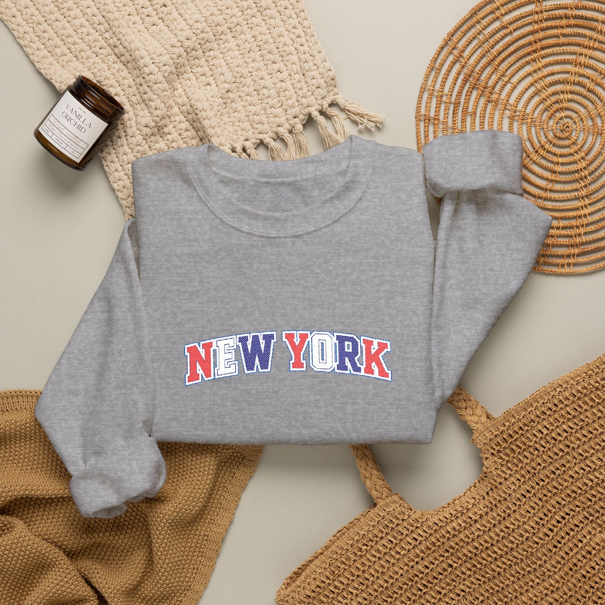 USA New York Red White Blue Crewneck Sweatshirt