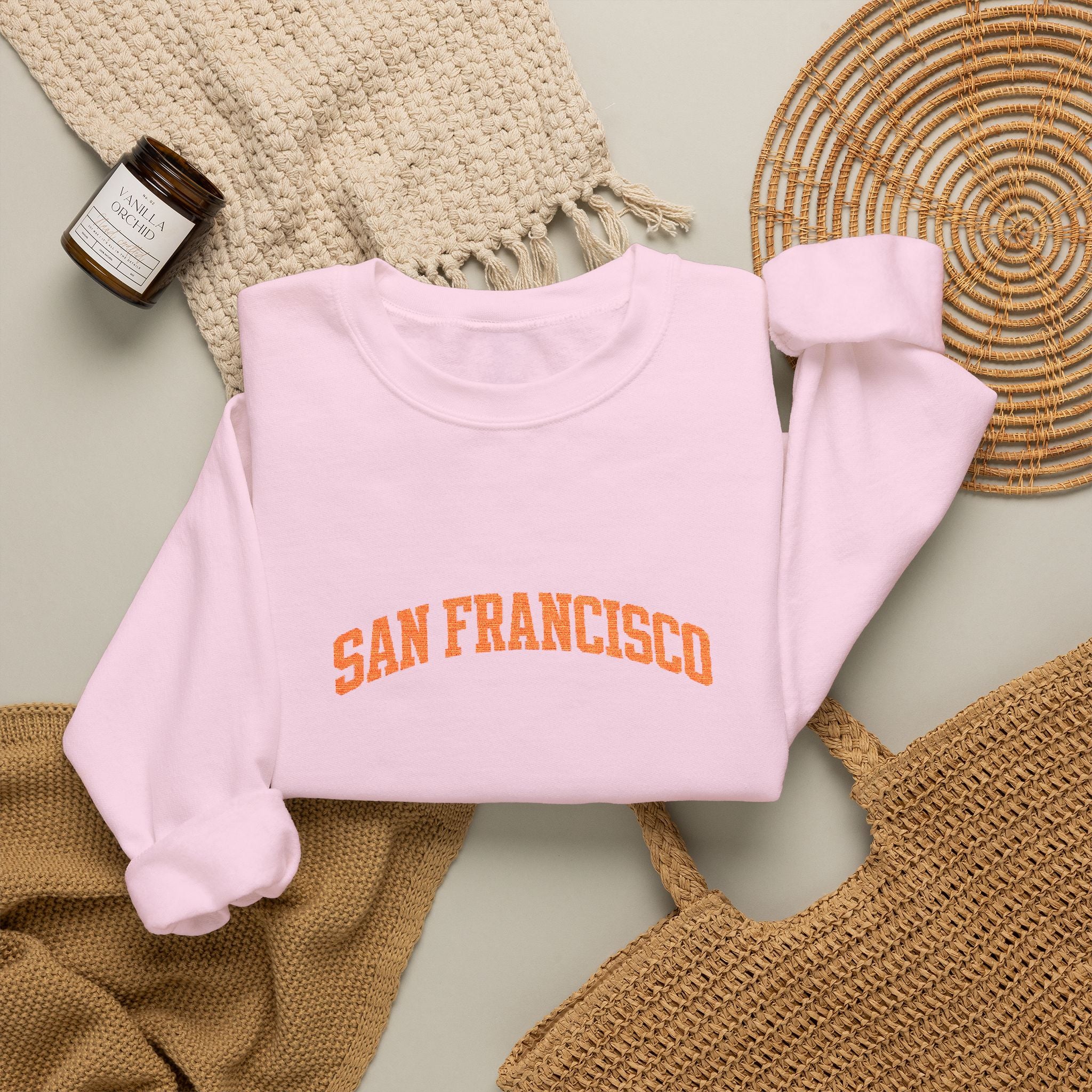 San Francisco Crewneck Sweatshirt — Retro Orange Collegiate Pullover
