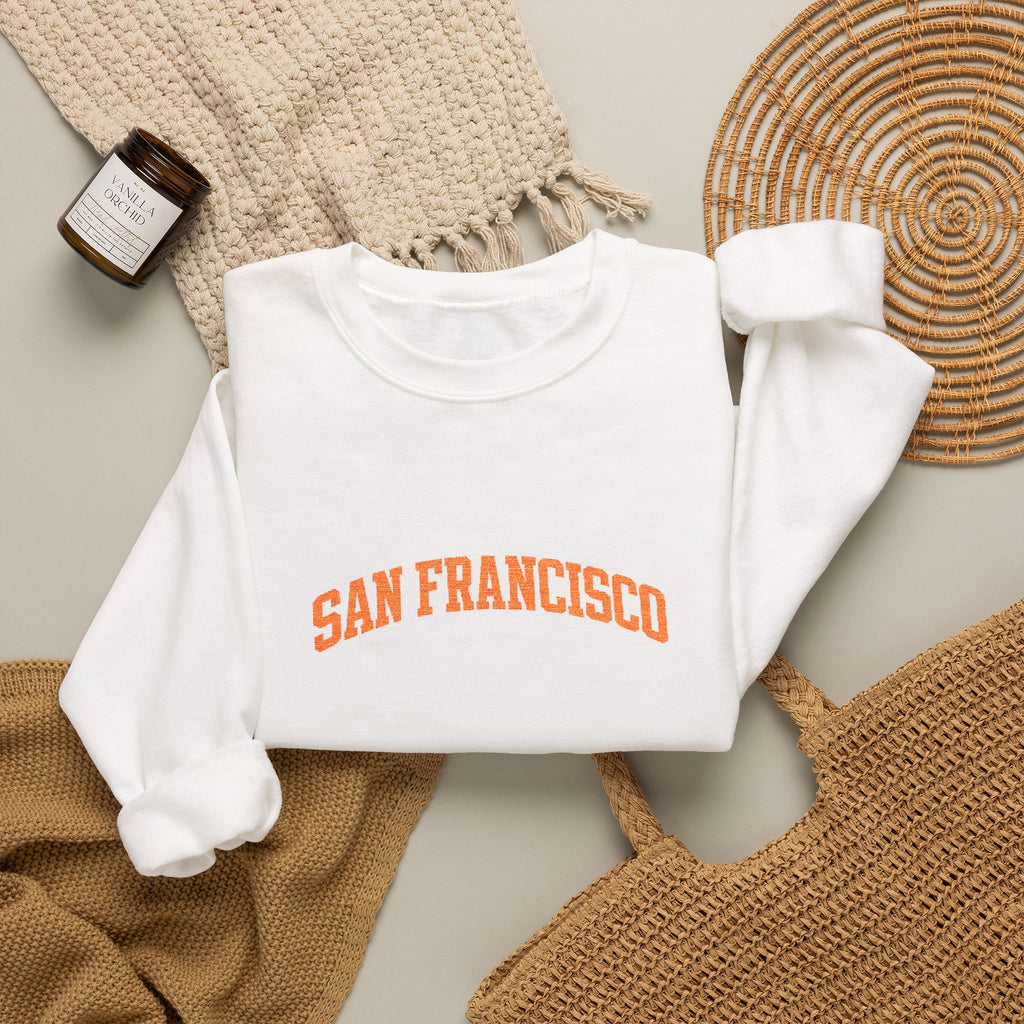 San Francisco Crewneck Sweatshirt — Retro Orange Collegiate Pullover