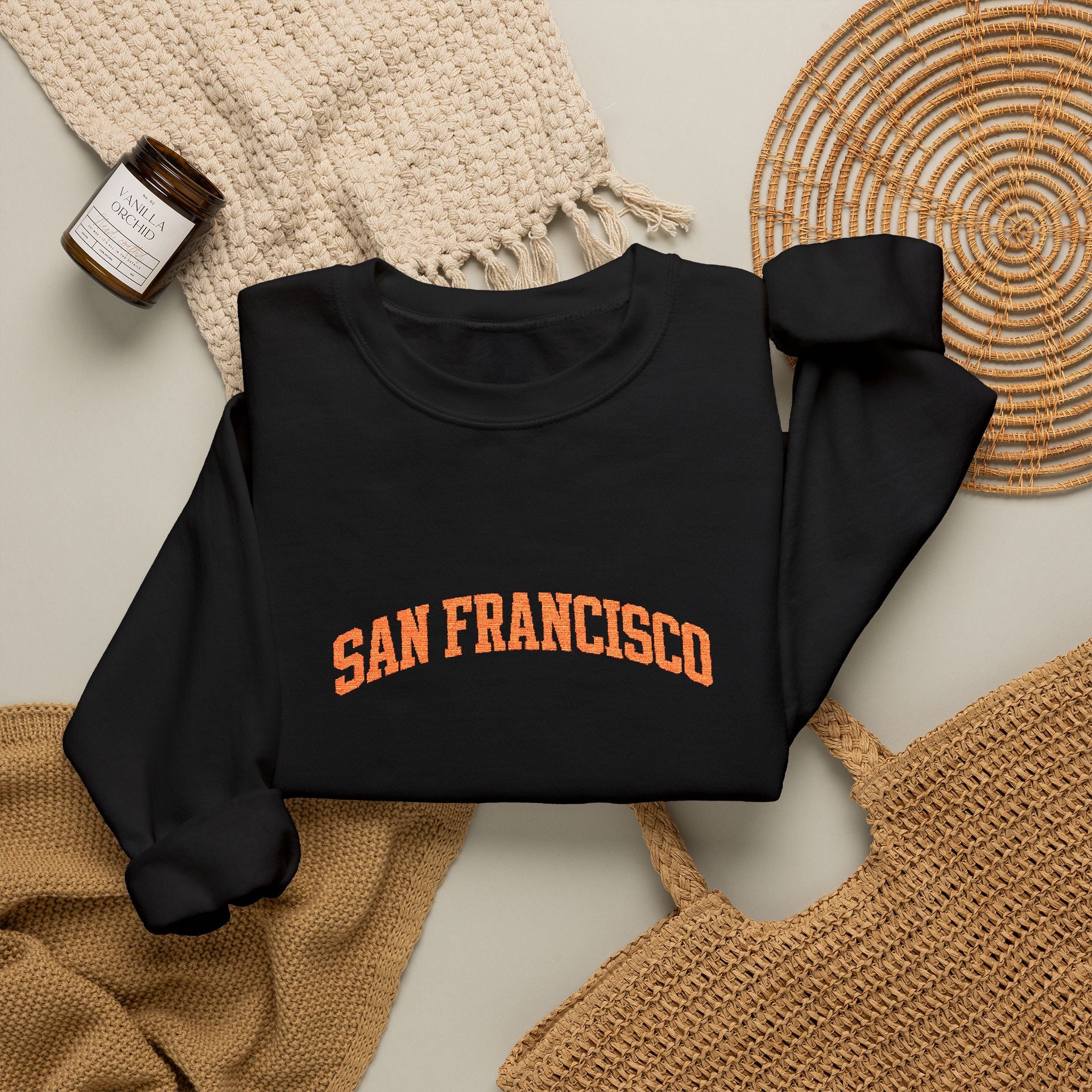 San Francisco Crewneck Sweatshirt — Retro Orange Collegiate Pullover