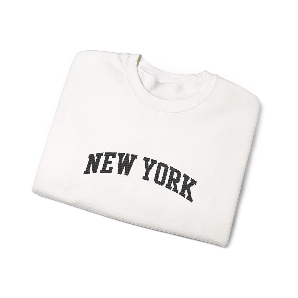 New York Arch Logo Crewneck Sweatshirt — Cozy White City Pullover