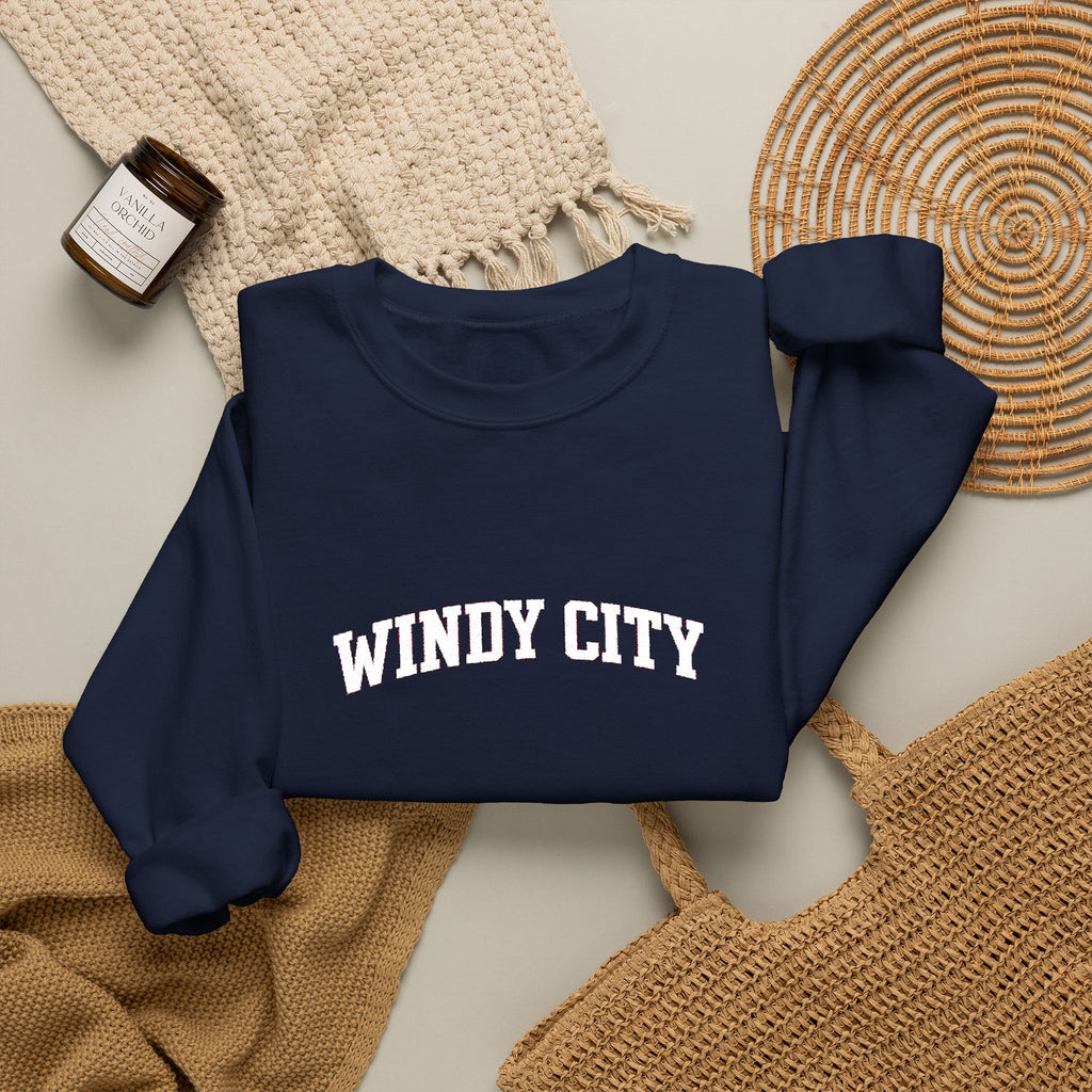 Windy City Crewneck Sweatshirt - Chicago Retro Arch Graphic