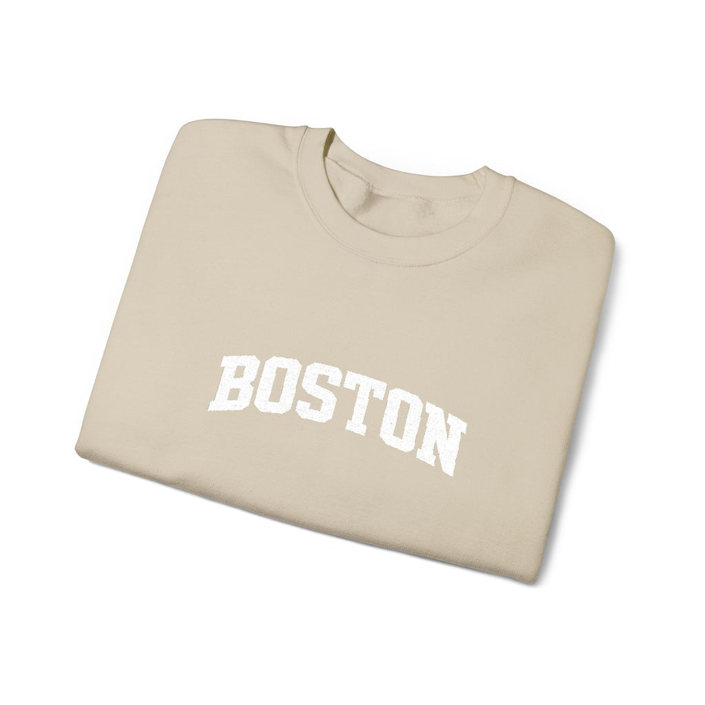 Boston Distressed Crewneck Sweatshirt — Vintage College Pullover