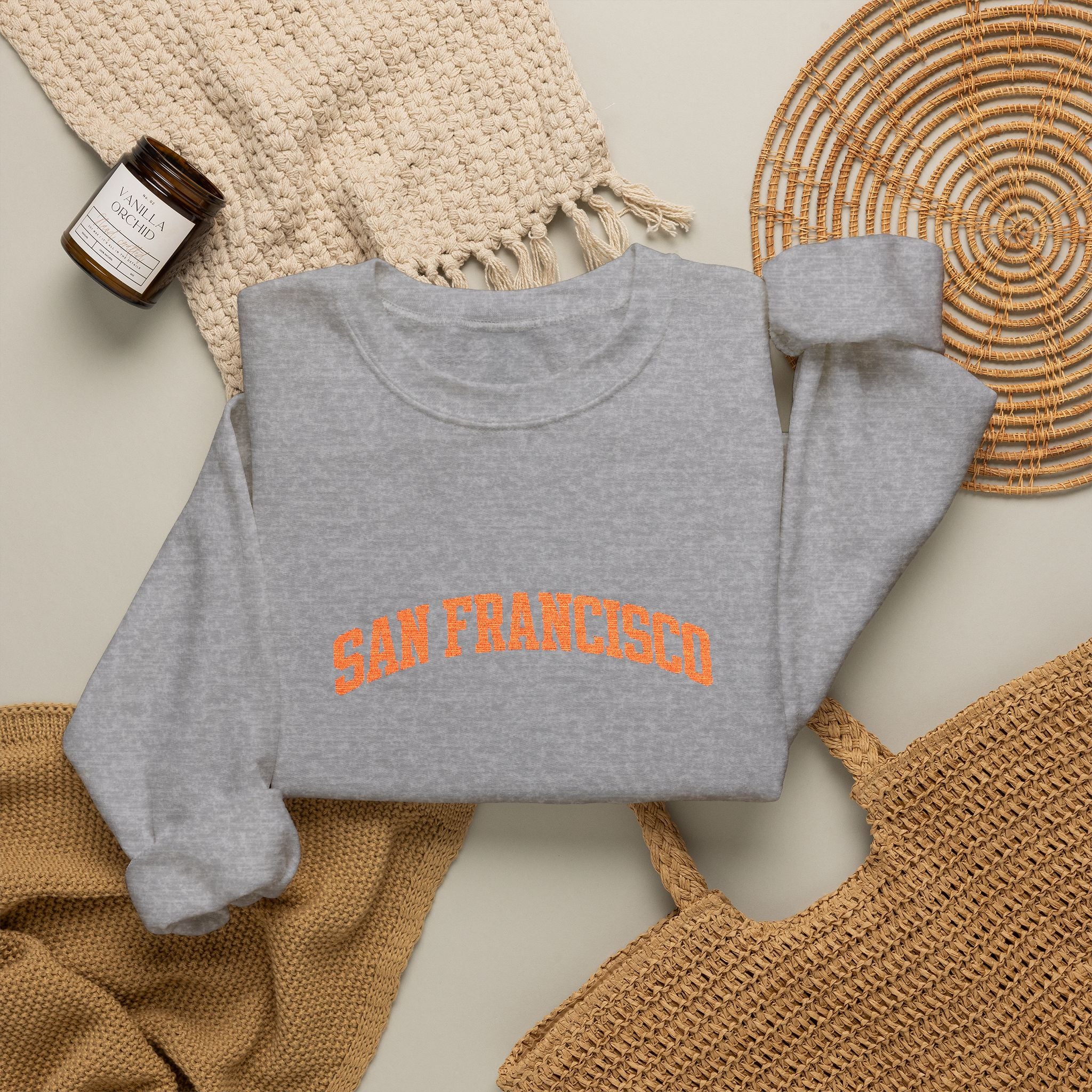San Francisco Crewneck Sweatshirt — Retro Orange Collegiate Pullover